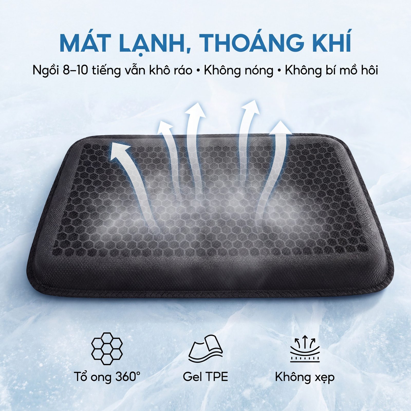 Đệm Ngồi Đá Lạnh Gel Tổ Ong